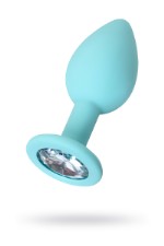 Анальная втулка ToDo by Toyfa Brilliant, силикон, голубой, с белым кристаллом, 7 см, O 2,8 см, 26 г