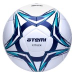 Мяч футбольный Atemi ATTACK PU+EVA, бел/син/гол., р.4, Thermo mould (б/швов), окруж 62-65
