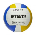 Мяч волейбольный Atemi SPACE, синтетическая кожа PU Soft, бел/желт/син, 18 п, клееный, окруж 65-67