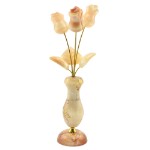 Ваза из селенита “Роза-Бутон” (3 цветка) с переходником 60*60*250мм