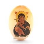 Икона из селенита “Богородица спаси и сохрани” на липучке,  38*55мм