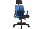 Эргономичное кресло Synif Duo Gini Ткань True Black (черная)/Ткань Sugar blue (синяя)
