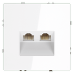 Розетка компьютерная встраиваемая VOLTUM S70 двойная RJ45+RJ45 кат.6, (белый глянцевый), 1шт