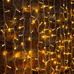 Гирлянда Светодиодный Дождь 2х1,5м, 300 LED ТЕПЛЫЙ БЕЛЫЙ, белый ПВХ, IP65, постоянное свечение, 230В соединяется NEON-NIGHT (нужен шнур питания 303-500-1), 1шт