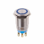 Кнопка антивандальная Ø19 12В(LED) Фикс (5с) OFF-ON/ON-OFF подсв/синяя REXANT, 10шт