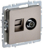 Розетка компьютерная + телевизионная 2-м Brite РТВ/РК12-БрШ RJ45 кат.5E + TV шампань IEK BR-AK20-1-K37, 1шт