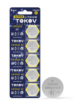 Элемент питания литиевый CR2025 таблетка (блистер 5шт) TOKOV ELECTRIC TKE-LI-CR2025/B5, 1УП.5 шт.