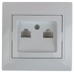 Розетка Intro Plano 1-304-01 информационная двойная 2xRJ45, СУ, белый, 1шт
