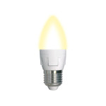 Led-c37 7w/ww/e27/fr plp01wh лампа светодиодная. форма «свеча», матовая. серия яркая. теплый белый свет (3000K). Картон. ТМ Uniel, 1шт