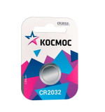 Элемент питания литиевый CR2032 1хBL (блист.1шт) КОСМОС KOC20321BL, 1шт