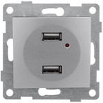 Розетка USB 2-м СП Bravo механизм серебр. GUSI С10USB2-004, 1шт