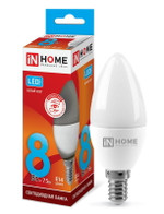 Лампа светодиодная LED-СВЕЧА-VC 8Вт свеча 4000К нейтр. бел. E14 760лм 230В IN HOME 4690612020433, 1шт