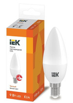 Лампа светодиодная ECO C35 9Вт свеча 3000К E14 230В IEK LLE-C35-9-230-30-E14, 1шт