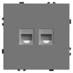 Розетка компьютерная 2-местная RJ-45 (механизм), серия Эмили, RST00-5111-10, платиново-серый, soft touch, 1шт