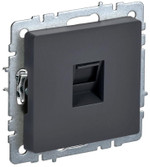 Розетка компьютерная СП RJ45 кат.5E BRITE РК10-БрГ графит IEK BR-K10-1-K53, 1шт