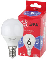 Лампочка светодиодная ЭРА RED LINE LED P45-6W-865-E14 R E14 / Е14 6Вт шар холодный дневной свет, 1шт