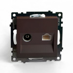 Розетка TV + компьютерная RJ-45 (механизм), серия Катрин, шоколад, GLS00-7106-04, 1шт