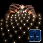 Светодиодная сетка 2*2 м, тёплый белый, 264 LED, 220 B, чёрный провод, колпачок, 1шт