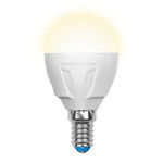Led-g45 7w/ww/e14/fr plp01wh лампа светодиодная. форма «шар», матовая. серия яркая. теплый белый свет (3000K). Картон. ТМ Uniel, 1шт