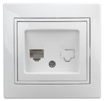 Розетка Intro Plano 1-302-01 телефонная RJ11, IP20, СУ, белый, 1шт