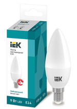Лампа светодиодная Eco 9Вт C35 свеча 4000К нейтр. бел. E14 230В IEK LLE-C35-9-230-40-E14, 1шт