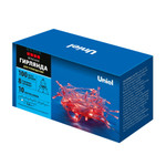 Uld-s1000-100/dta red ip20 гирлянда светодиодная, 10м. 100 светодиодов. красный свет. провод прозрачный. тм uniel, 1шт