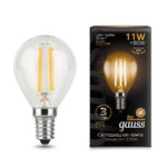 Лампа светодиодная Black Filament Шар E14 11Вт 2700К Gauss 105801111, 1шт