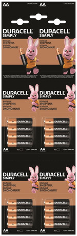 Алкалиновая батарейка 5009139⁄5008091 Duracell LR6-4BL BASIC 4*4, 1шт