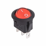 Выключатель клавишный круглый 12V 20А (3с) ON-OFF красный с подсветкой (RWB-214) REXANT, 10шт
