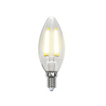 Led-c35-6w/ww/e14/cl gla01tr лампа светодиодная. форма “свеча”, прозрачная. серия air. теплый белый свет (3000K). Картон. ТМ Uniel, 1шт