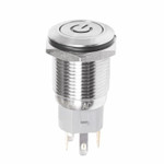 Кнопка  антивандальная Ø16 250В Б/Фикс (5с) (ON)-OFF плоская подсв/синяя Power  Rexant, 1шт