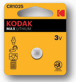 Батарейки Kodak CR1025-1BL MAX Lithium, 1шт