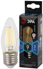 Лампочка светодиодная ЭРА F-LED B35-9w-840-E27 Е27 / Е27 9Вт филамент свеча нейтральный белый свет, 1шт
