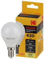 Лампочка светодиодная Kodak LED KODAK P45-7W-830-E14 E14 / Е14 7Вт шар теплый белый свет, 1шт