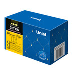 Uld-n1515-96/ttk warm white ip44 сетка светодиодная с эффектом мерцания, 1,5х1,5м. соединяемая. 96 светодиодов. теплый белый свет. провод прозрачный. tm uniel, 1шт