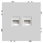 Розетка компьютерная 2-местная RJ-45 (механизм), серия Эмили, RST00-5111-01, белый фарфор, soft touch, 1шт