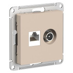 Розетка компьютерная + телевизионная 2-м AtlasDesign RJ45 кат.5E песочн. SE ATN001289, 1шт