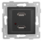 Розетка USB 2-м СП Ugra механизм графит GUSI С11USB2-010, 1шт