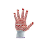 Перчатки х/б белые нейлоновые («Точка» ПВХ) REXANT, 10шт