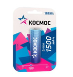 Аккумулятор Li-ion 18650 1500мА.ч без защиты (блист.1шт) КОСМОС KOC18650Li-ion15UBL1, 1шт