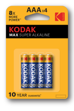 Батарейки Kodak LR03-4BL MAX SUPER Alkaline [K3A-4], 4шт