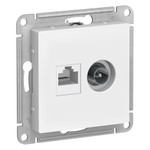 Розетка компьютерная + телевизионная 2-м AtlasDesign RJ45 кат.5E + TV механизм бел. SE ATN000189, 1шт