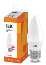 Лампа светодиодная ECO C35 9Вт свеча 3000К E27 230В IEK LLE-C35-9-230-30-E27, 1шт