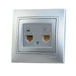 Розетка компьютерная + телефонная 2-м СП Mira RJ45 + RJ11 сер. метал. LEZARD 701-1010-143, 1шт