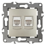 12-3108-04 ЭРА Розетка информационная двойная 2XRJ45, IP20, Эра12, шампань, 1шт