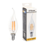 Лампа светодиодная, (15W) 230V E14 2700K прозрачная, LB-718, 1шт