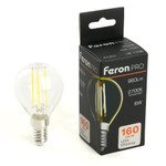 Лампа светодиодная, 960LM (6W) 175-265V E14 2700K G45 прозрачная, LB-1706, 1шт