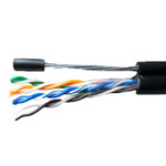 Кабель витая пара U/UTP кат.5E 4х2х24AWG solid Cu PE Outdoor Standard трос черн. (м) SUPRLAN 01-0322-1, 1м