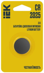Элемент питания дисковый литиевый CR2025 (блист.1шт) IEK ABT-CR2025-OP-L01, 1УП.1 шт.