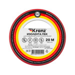 Изолента ПВХ 0,13х15 мм, 20 м, красная KRANZ, 10шт